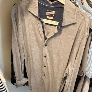 johnnie-O Men's Light Gray Casual Button Down Shirt with Dark Navy Trim